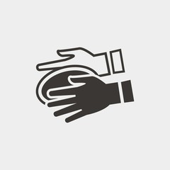 washing hands with soap vector icon hygiene and killing gems and bacteria