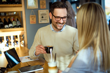 Working together in a cafe