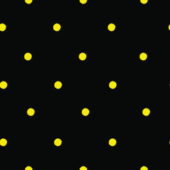  Seamless pattern flowers mimosa polka dots yellow circle ball vector black background