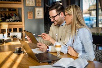 Working together in a cafe