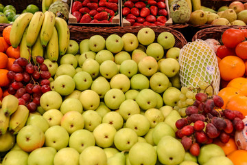 varied exposure of fruits in the market