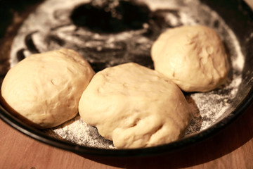 Khinkali dough on plate