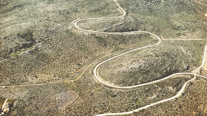 Beautiful view of the landscape from the window of an airplane