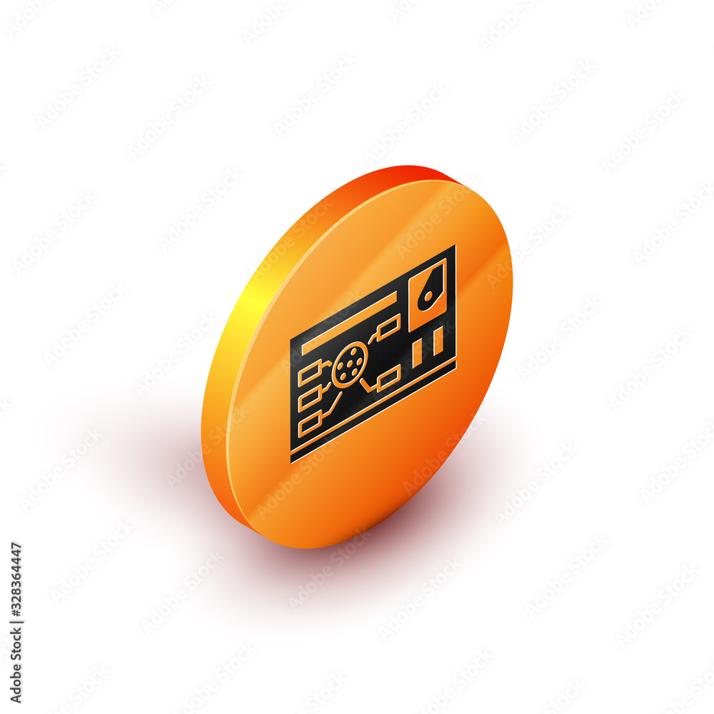 Poster isometric futuristic hud interface icon isolated on white background. hologram ui infographic, inter