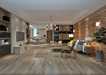 3d render. Modern living room interior.