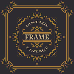 Vintage frame template vector illustration. Wedding invitations, border for greeting