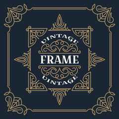 Vintage frame template vector illustration. Wedding invitations, border for greeting