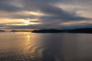 Baltic sea, sunrise, Scandinavia, Sweden, Islands, view from the ferry