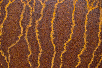 the rusty surface of the steel sheet