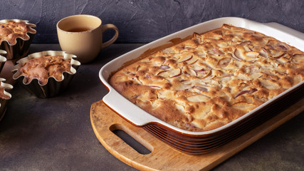 Delicious Apple pie. concept-autumn harvest cooking Apple dishes, pies, ealthy food concept.