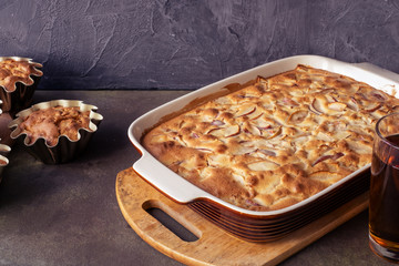Delicious Apple pie. concept-autumn harvest cooking Apple dishes, pies, ealthy food concept.