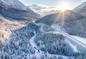Obraz premium Snowy Sunrise Landscape 