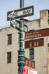 Street sign in New York City - one way