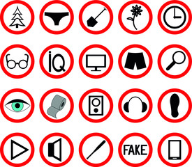 icons symbols signs prohibiting in the red circle