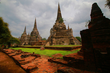 temples antiques à Ayutthaya en Thaïlande