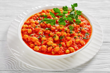 Gluten-free indian chana masala on a plate