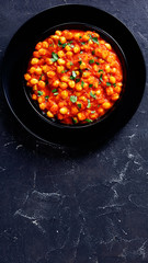 Punjabi chole masala or chana masala, copy space