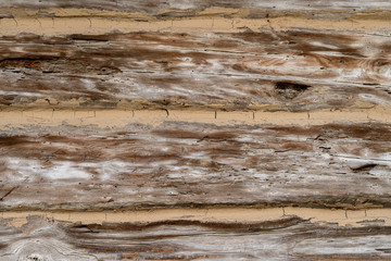 Naklejka na ściany i meble Texture od wooden planks. Wall made of antique wood. Raw wood after century.