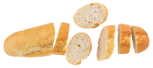 baguette isolated on white background. With Clipping Path. Top view