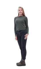 side view. cute student girl in casual clothes.