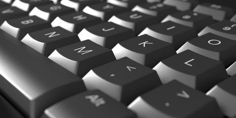 black computer keyboard close-up full frame