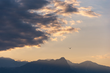 sunset in the mountains in antalya