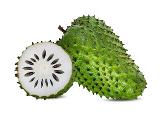 Annona muricata.oursop fruit (Sugar Apple,ustard apple) isolated on white background