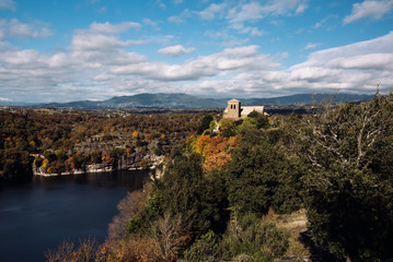 Fototapeta na wymiar View of Sant Pere de Casserres Monastery in autumn, Catalonia, Spain.