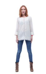 in full growth. portrait of a confident fashionable young woman