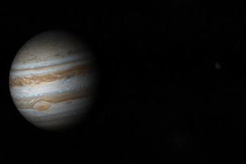 Jupiter planet and satellite Callisto in rotation in the outer space. 3d render © Manuel Mata