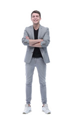 in full growth. smiling successful modern man