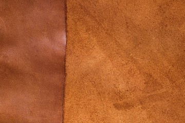 Brown leather.Natural leather texture. Brown leather combination background.Smooth and matte...