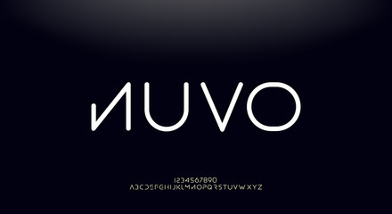 Nuvo, modern minimalist elegant alphabet. futuristic upper case sans serif font. vector design