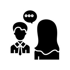 Talking people black icon, concept illustration, vector flat symbol, glyph sign.