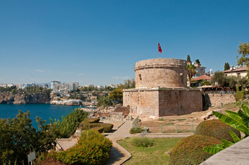 Hidirlik Tower, Karaalioglu Park in the old town Kaleici, Antalya, Turkey