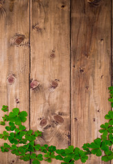 St.Patrick 's Day. Decor and celebration elements on wooden background. Free space for text. Copy...