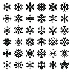 Snowflake icons set. Simple set of snowflake vector icons for web design on white background