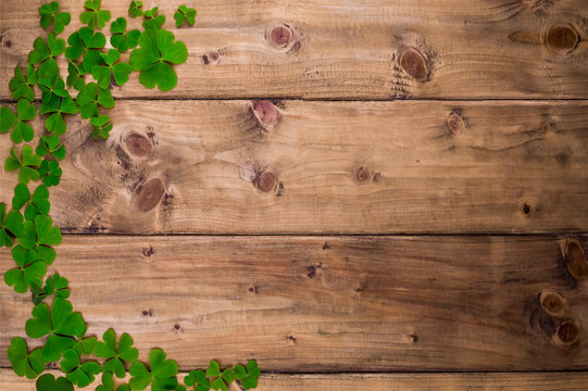 St.Patrick 's Day. Decor and celebration elements on wooden background. Free space for text. Copy space