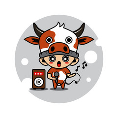 Cow mascot cute characters activity illustration