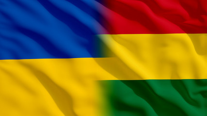 Waving Ukraine and Bolivia Flags