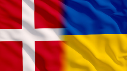 Obraz premium Waving Ukraine and Denmark Flags