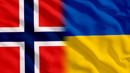Obraz premium Waving Ukraine and Norway Flags