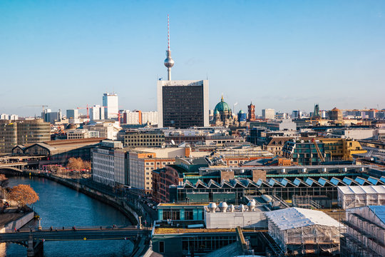 Top view of the city Berlin from roof of Reichstag