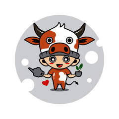 Cow mascot cute characters activity illustration
