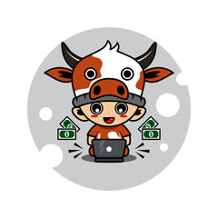 Cow mascot cute characters activity illustration