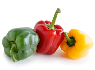 multicolor fruits of sweet peppers for salad