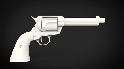 White revolver gun on a black background