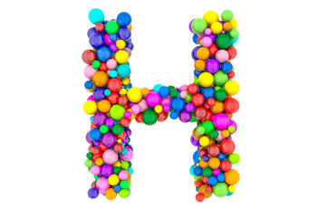 Letter H from colored balls, 3D rendering