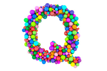 Letter Q from colored balls, 3D rendering