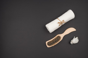 Body care and lithotherapy on a black background.